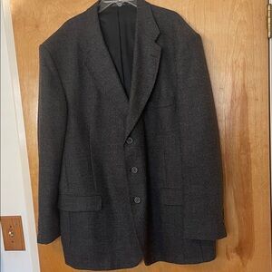 Stafford Lambswool Grey Herringbone Tweed Sport Coat Blazer. Size 46R